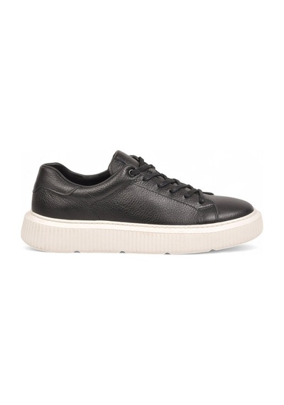 Komcero Kauçuk Tabanlı Bağcıklı Sneaker Siyah-beyaz Hakiki Deri Erkek Casual Ayakkabı Hz1458-2049