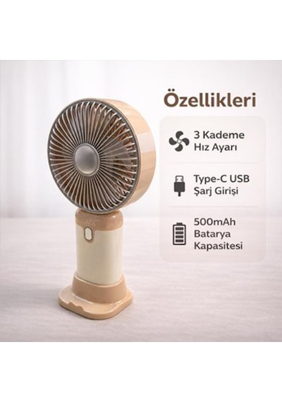 Cata Serino Şarjlı Taşınabilir El Ve Masa Vantilatörü Mini Fan
