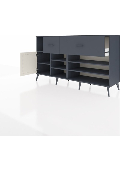 Hyperion Konsol 6 Raflı 2 Çekmeceli Tek Kapaklı 176x44x99 Antras Antrasit-aytaşı/antrasit Hyperion Konsol 6 Raflı 2 Çekmeceli Tek Kapaklı 176x44x99 Antras Antrasit-aytaşı/antrasit
