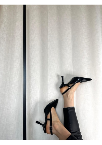 Nostra Shoes Siyah Emily Kadın Topuklu Ayakkabı Parlak Siyah