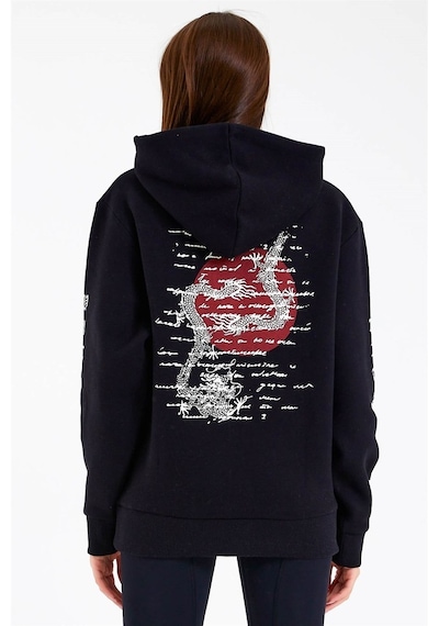 Jahr Marc Dragon Baskılı Siyah Oversize Kadın Sweatshirt