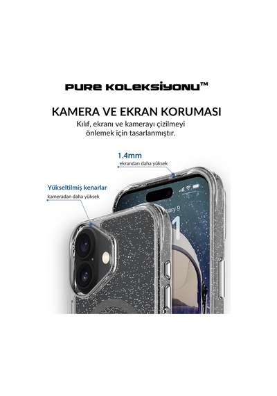 Bix Apple Uyumlu iPhone 16 Magsafe Simli Kılıf Shock Pocket Darbe Emici Teknolojili Çizilmeye Dayanıklı