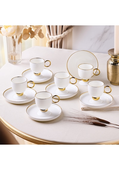 Aryıldız Margaux Gold 12 Parça 6 Kişilik Türk Kahve Fincanı Çok Renkli