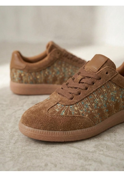 Venüs 2609922k Kadın Hakiki Deri Süet Desenli Sneaker Ayakkabı Taba