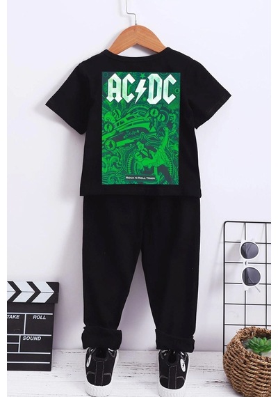 Uyguntarz Çocuk Acdc Alt - Üst Eşofman Takımı Siyah