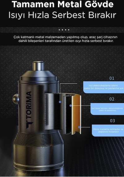 Torima C01 Siyah 2 Usb Port Girişli Transmitter Araç Şarj Cihazı