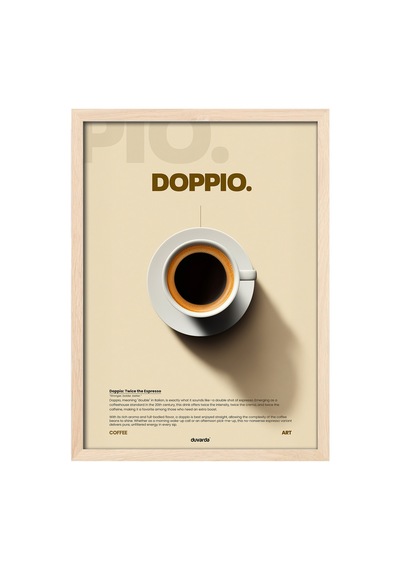 Doppio Kahve Doğal Ahşap Çerçeveli Poster, Dekoratif Duvar Tablosu