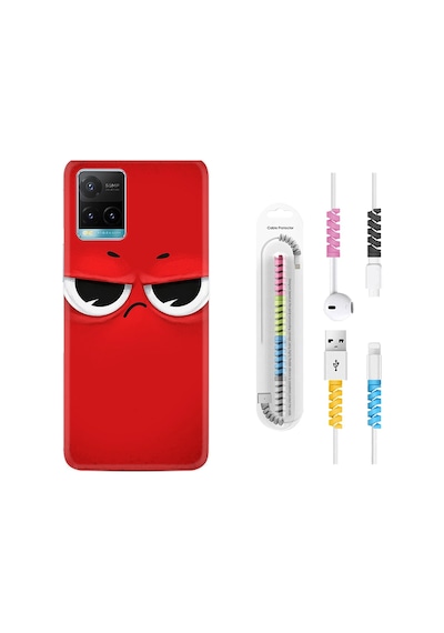 Vivo Y21S Kılıf Kablo Koruyuculu Red 1829