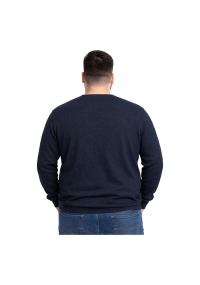 Battalmoda Erkek Büyük Beden Lacivert V Yaka Triko Kazak 3xl-4xl-5xl-6xl
