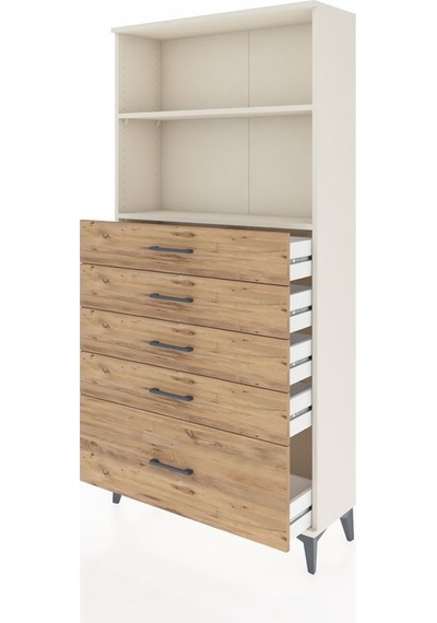 Arges Dolap 2 Raflı 5 Çekmeceli 88x30x182 Aytaşı-çam Aytaşı