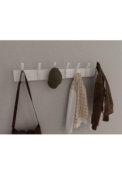 Hepsi3boyutlu Modern Duvar & Kapı Kanca Askılık - 7 Adet Beyaz Kanca Askılık - Model No : 3 Beyaz