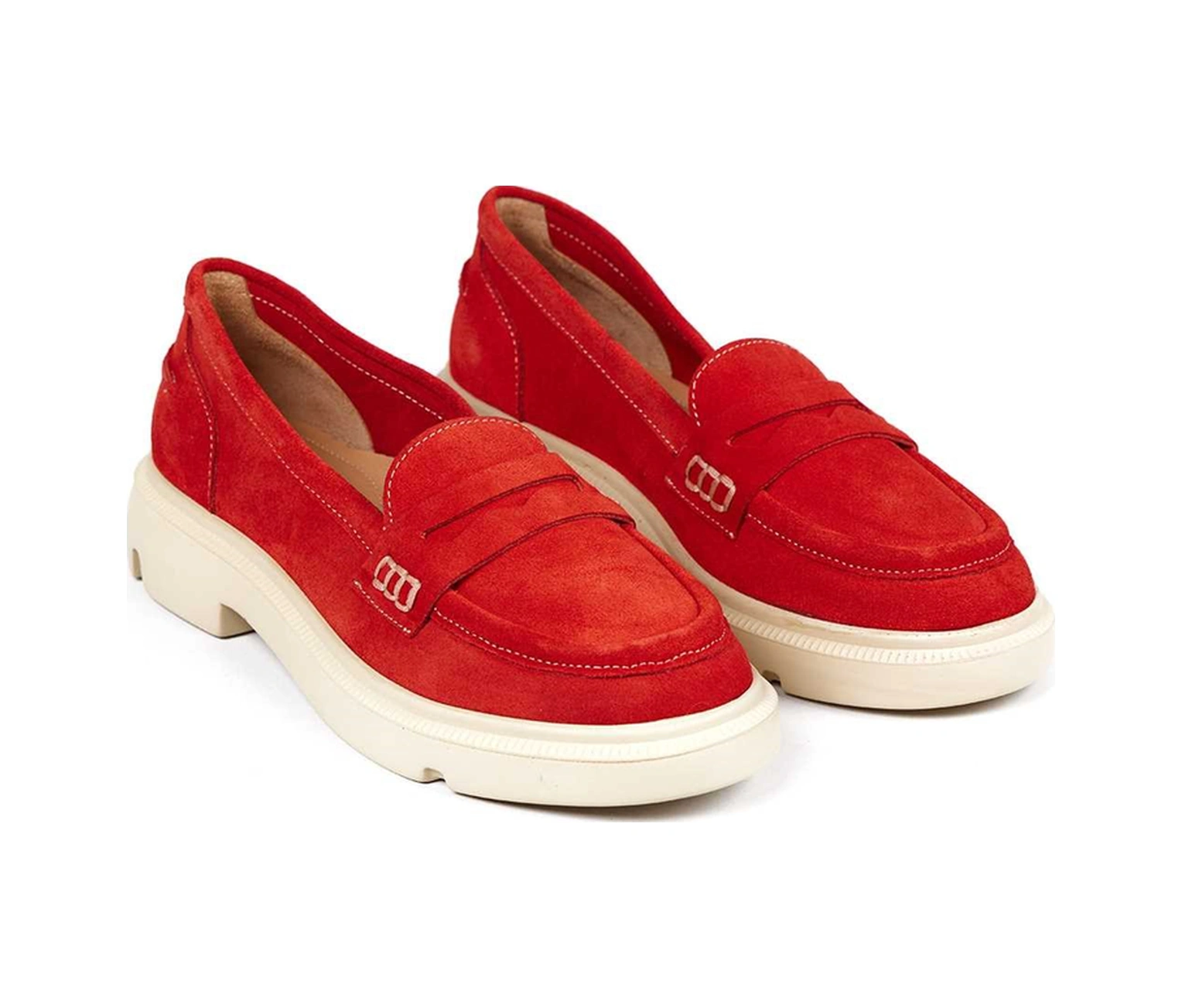 Bestello Bağcıksız Poli Loafer 101-226505-01 Kadın Ayakkabı Kırmızı Suet