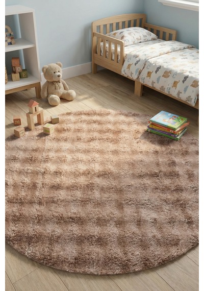 Yuvarlak Puffy Bubble Yumuşak Peluş Halı , Kaymaz, Yıkanabilir, Antre, Hol, Mutfak Halısı Vizon