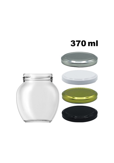 Afracam 370 ML Siyah Metal Kapaklı Şeffaf Yumurta Cam Kavanoz