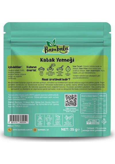 10 Dakika - Dondurularak Kurutulmuş Kabak Yemeği 25g