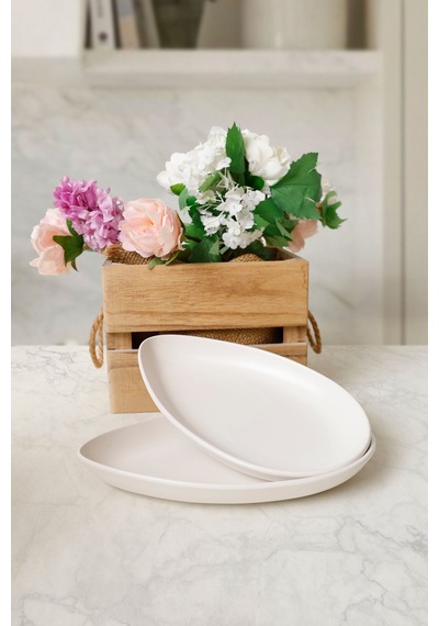 Keramika Mat Beyaz Serenity Kayık Tabak 24 Cm 2 Adet 022 Beyaz