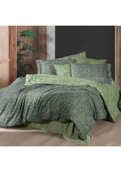 Glamis King Size Battal Boy %100 Pamuk Flanel Pazen Nevresim Takımı Yeşil Yeşil