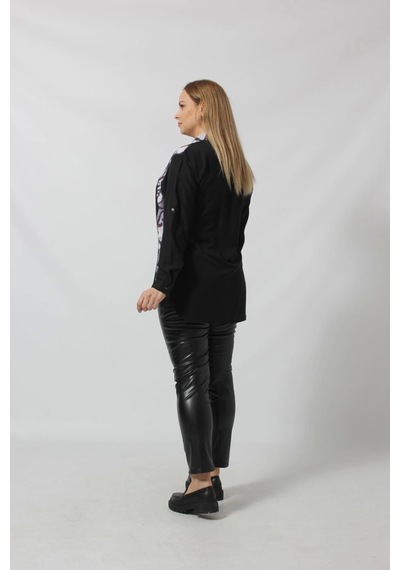 Moda Berray 3116 Siyah Desenli Şık Gömlek Siyah