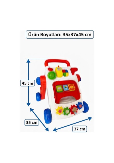 Sesli 3 Dil Seçenekli 2'si 1 Arada Oyuncak İlk Adım Arabası Ve Eğitici Aktivite Oyun Merkezi
