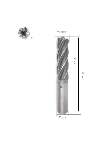 Mte 26 Mm Uzun Parmak Freze Hss-co5 Dın 844/b-n