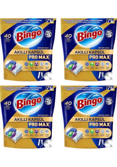 Bingo Akıllı Kapsül Pro Max Bulaşık Makinesi Tableti 40'lı X 4 Adet 160 Kapsül