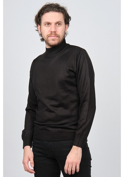 Woolen World Erkek Balıkçı Yaka Yün Kazak 5590103 Siyah Siyah