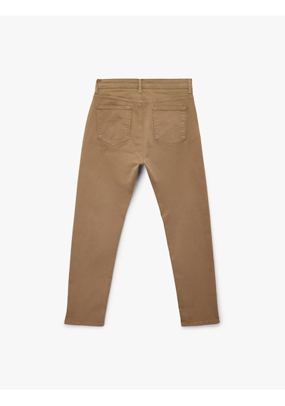 Koton Pamuklu Düz Paça Düğmeli Cepli Chino Pantolon Haki 6wam40114hw Haki