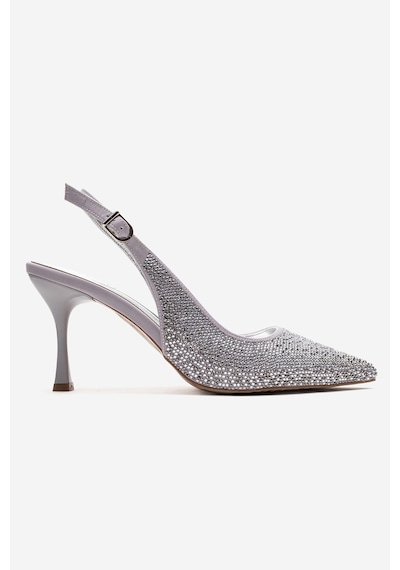 Luvishoes Johanna Gümüş Taşlı Kadın Topuklu Ayakkabı Gümüş