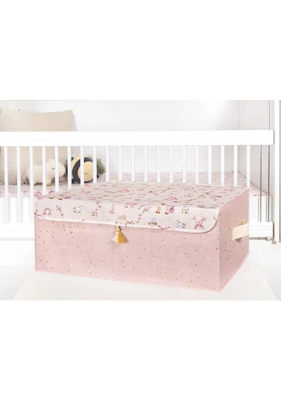 Baby Püsküllü Kapaklı Kutu Düzenleyici Çok Amaçlı Organizer Kutu Baza Boy Pembe -04249 Lisinya