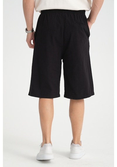 Redline Erkek Baggy Fit Rahat Kesim %100 Pamuk Yumuşak Dokulu Şort Kapri Siyah