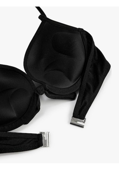 Koton Kalp Yaka Fiyonklu Push-up Bikini Üstü Siyah 6sak10019mm