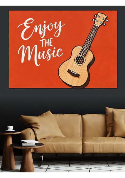 "enjoy The Music" Gitar Dekoratif Kanvas - Mdf Ahşap Tablo