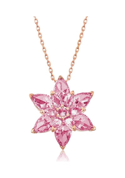 Gümüş Rose Pembe Lotus Çiçeği Kolye Rose