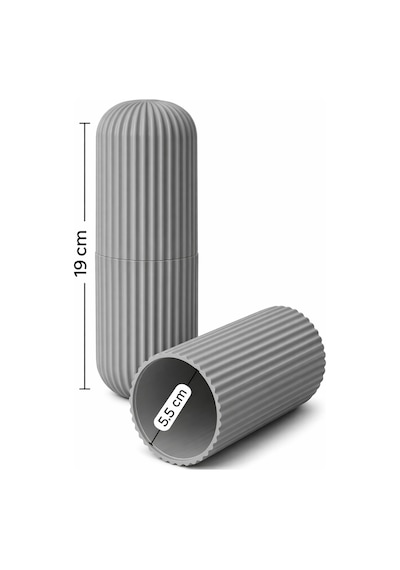 Gri Seyahat Tipi Organizer Taşıma Kabı Diş Fırçası Gözlük Makyaj Fırçası Kutusu 19 cm