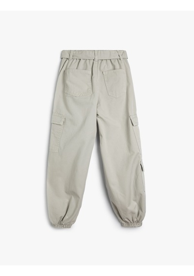 Koton Jogger Pantolon Kargo Cepli Kemer Detaylı Pamuklu Gri 5wkg40011ad Gri
