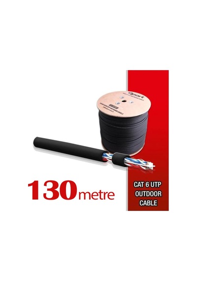 Qport Yüksek Bakır Utp 23Awg 0.58 MM Dış Ortam Cat6 Outdoor Kablo 130 Metre