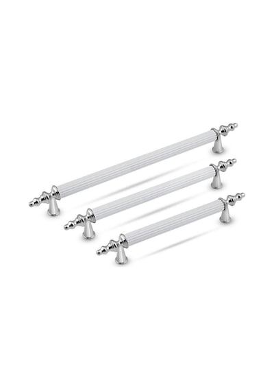 Tuana Rustik Alüminyum Metal Lüks Modern Mobilya Çekmece Mutfak Dolabı Kulpu Beyaz-krom 128mm Beyaz-krom