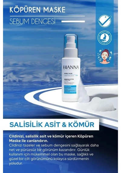 Bianna Bubble Salisilik Asit & Kömür İçeren Köpüren Yüz Maskesi 75 ML