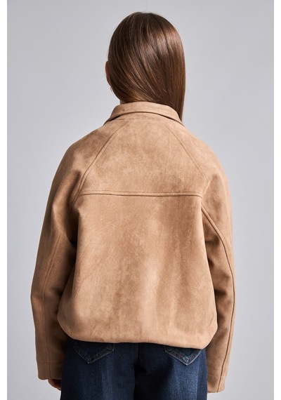Defacto Suede Fermuarlı Cepli Kısa Kız Çocuk Mont H7803a826wnbg293 Bej-bg293