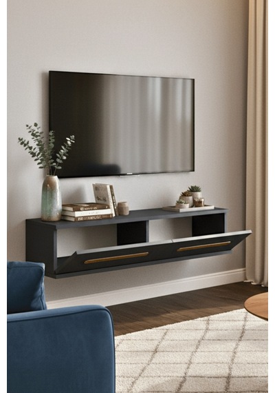 Tda1220ag - Rany120 Duvara Montaj Tv Stand, Tv Rafı, Tv Sehpası Antrasit - Gold 120cm Tda1220ag - Rany120 Duvara Montaj Tv Stand, Tv Rafı, Tv Sehpası Antrasit - Gold 120cm