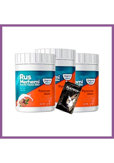 Bezos Playboy Turquoise 3 Adet Ceviz & Ceviz Sütü Rus Merhemi 50 Ml Tüy Dökücü Krem + 1 Armağan Jel Rengaren