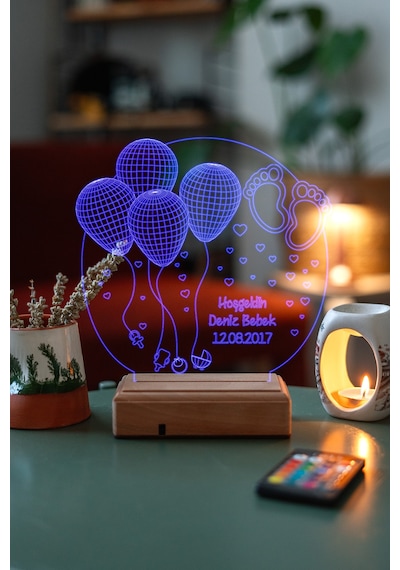 Yeni Doğan, Hoş Geldin Bebek 16 Renk Kumandalı 3d Gece Lambası