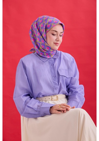 Silk Home Twill İpek Eşarp 11474 - 90 X 90 / Mor,pembe,çağla - 09 Mor,pembe,çağla - 09
