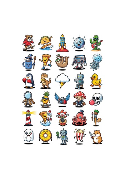 30 Adet Eğlenceli Pop Art Karakter Sticker Seti - Laptop Telefon Ajanda Valiz İçin Çok Renkli