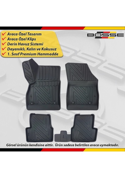Opel Astra K Paspas Araca Özel 2015-2022 Derin Havuzlu Paspas Bosse North Serisi