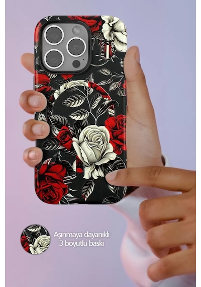 Onegif Apple İphone 16 Pro Max Flower Series Magsafe Kapak - Mavi