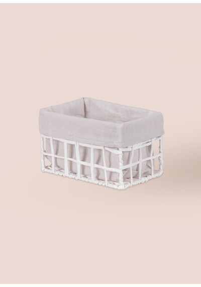 The Mia Braid Hasır Organizer Sepet Beyaz 22x14x13 Cm