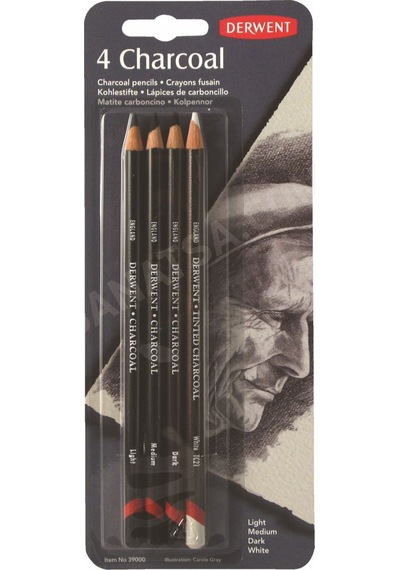 Derwent Charcoal Pencils Füzen Kömür Kalem Seti 4'lü