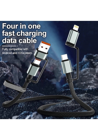 4'ü 1 Arada 100w Akıllı Tasarım Yüksek Dayanıklılık Çoklu Uyumlu Örgülü Hızlı Şarj Kablosu 100w Type-c To Type-c