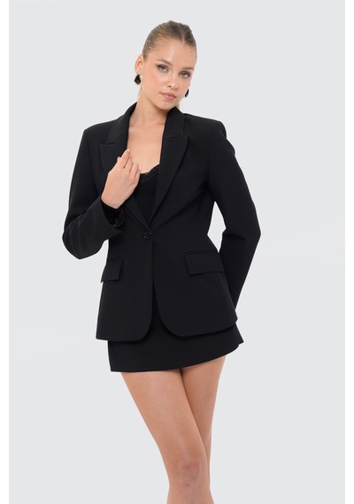 Thalure Kadın Siyah Vücuda Oturan Klasik Blazer